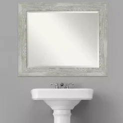 Dove Gray Scoop Frame Beveled Mirror, 34x28 in.