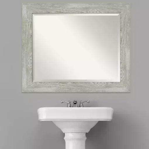 Dove Gray Scoop Frame Beveled Mirror, 34x28 in.