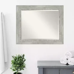 Dove Gray Scoop Frame Beveled Mirror, 34x28 in.