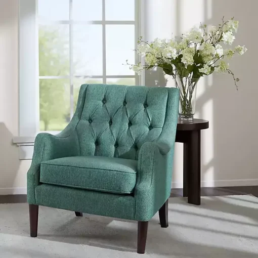 Elle Tufted Teal Accent Chair