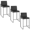 Fiji Black Faux Leather Counter Stools, Set of 3
