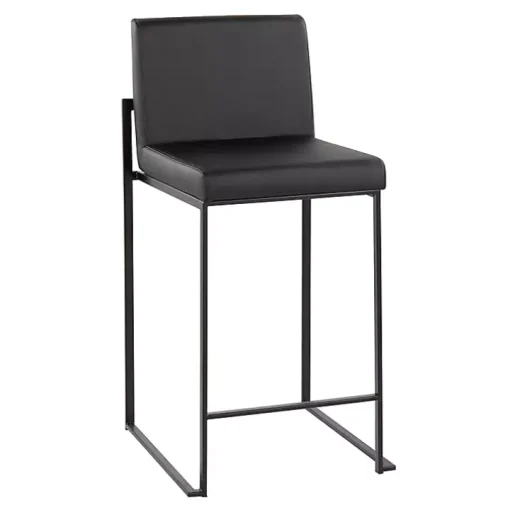 Fiji Black Faux Leather Counter Stools, Set of 3