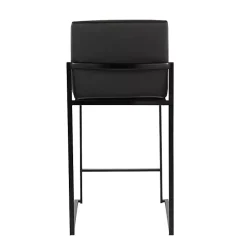 Fiji Black Faux Leather Counter Stools, Set of 3