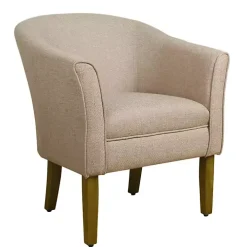 Flax Brown Modern Barrel Accent Chair