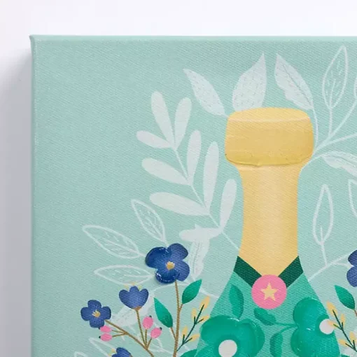 Floral Wine Bottles Canvas Art Prints, Set of 2
