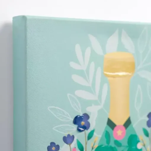 Floral Wine Bottles Canvas Art Prints, Set of 2