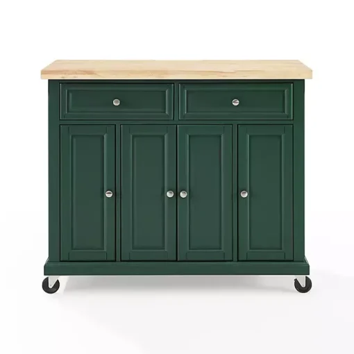 Gia Forest Green Wood Kitchen Island