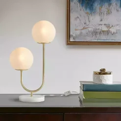 Gold Metal 2-Light Zusa Modern Table Lamp
