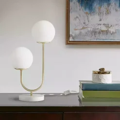 Gold Metal 2-Light Zusa Modern Table Lamp