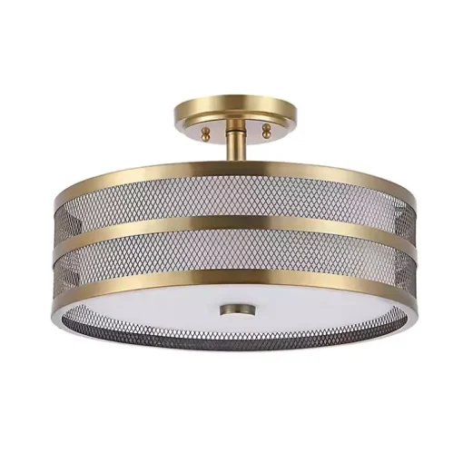 Gold Metal Mesh Flush Mount Light