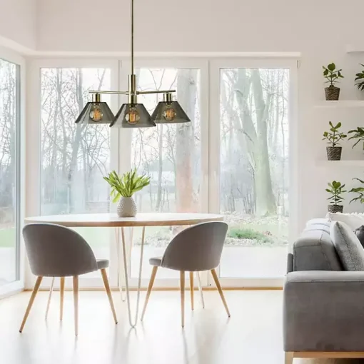 Gold Smoked Glass Chandelier