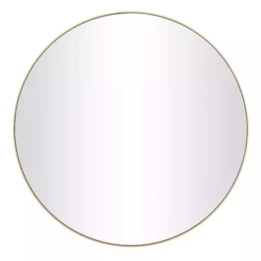 Gold Wood Round Frame Mirror