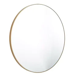 Gold Wood Round Frame Mirror