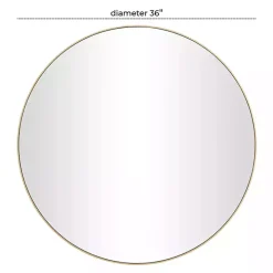 Gold Wood Round Frame Mirror