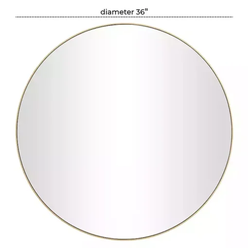 Gold Wood Round Frame Mirror