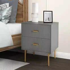 Gray and Gold Modern Ceandro Nightstand