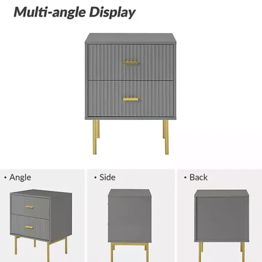 Gray and Gold Modern Ceandro Nightstand
