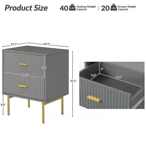Gray and Gold Modern Ceandro Nightstand
