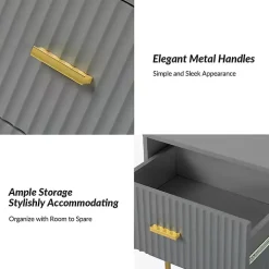 Gray and Gold Modern Ceandro Nightstand