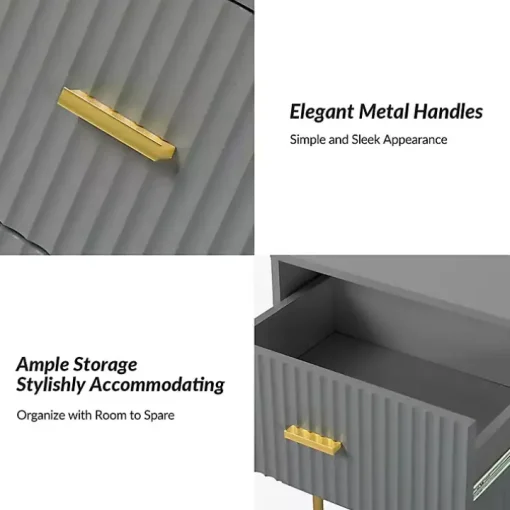 Gray and Gold Modern Ceandro Nightstand