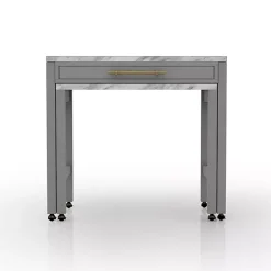Gray and White Faux Marble Nested Counter Table