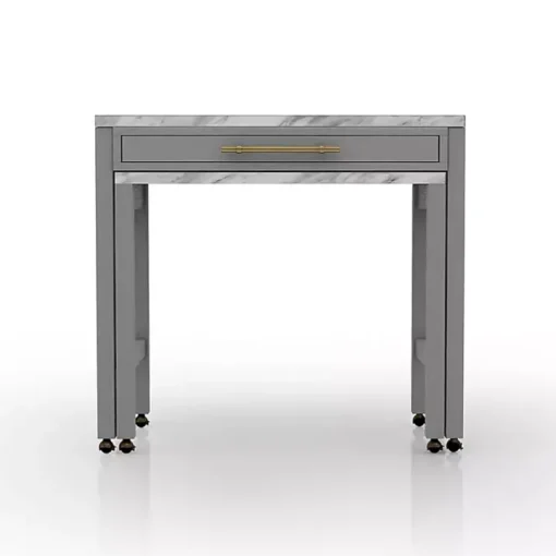 Gray and White Faux Marble Nested Counter Table