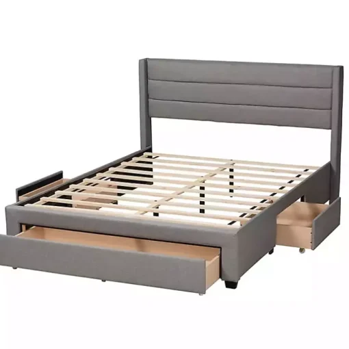 Gray Braylon Upholstered 3-Drawer Queen Bed
