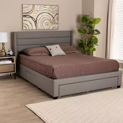 Gray Braylon Upholstered 3-Drawer Queen Bed