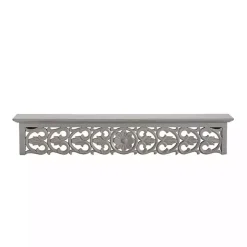 Gray Carved Floral Decorative Wall Shelf