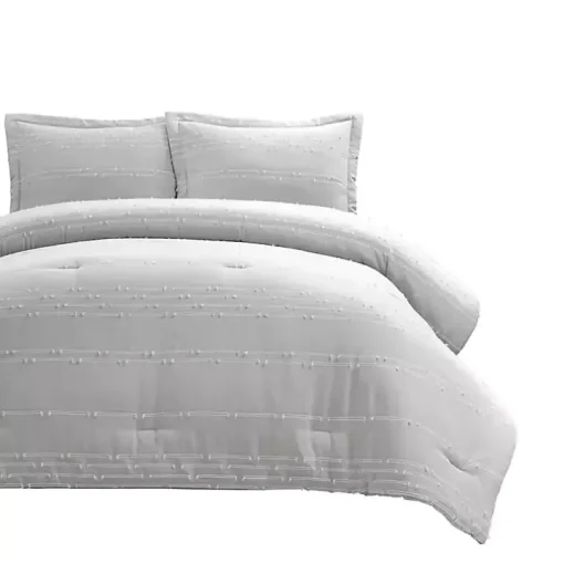Gray Clipped Stripe 3-pc. Cali King Comforter Set