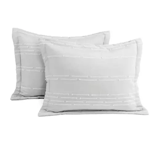 Gray Clipped Stripe 3-pc. Cali King Comforter Set