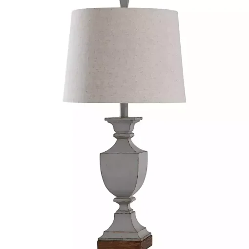 Gray Distressed Square Urn Table Lamp