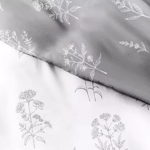 Gray Floral Reversible 2-pc. Twin Duvet Cover Set