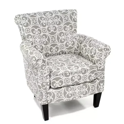 Gray Fretwork Accent Club Chair