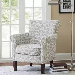 Gray Fretwork Accent Club Chair