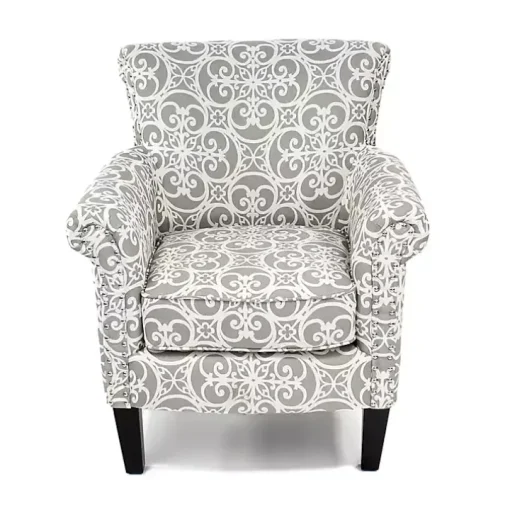Gray Fretwork Accent Club Chair