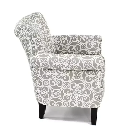 Gray Fretwork Accent Club Chair