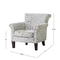 Gray Fretwork Accent Club Chair