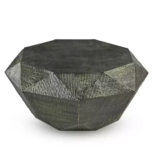 Gray Hand-Stamped Iron Octagonal Coffee Table