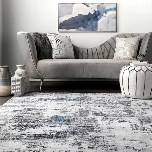 Gray Modern Abstract Washable Runner