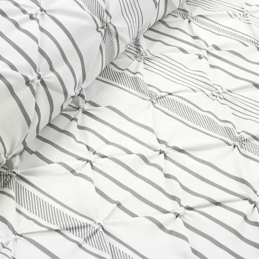 Gray Pintuck Stripe Full/Queen 5-pc. Comforter Set