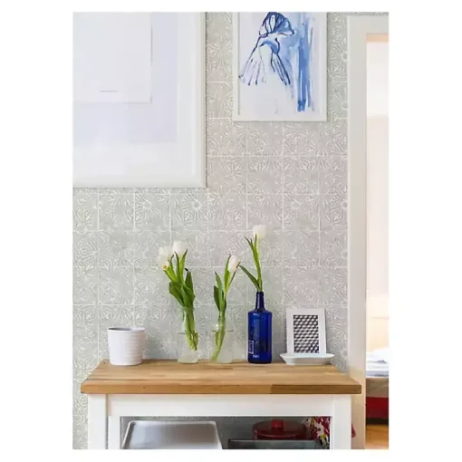Gray Provincial Tiles Peel & Stick Wallpaper