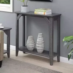Gray Tapered Legs Rustic Console Table