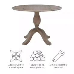 Gray Wash Drop Leaf Dining Table