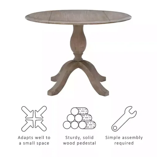 Gray Wash Drop Leaf Dining Table