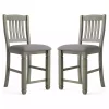Gray Wire-Brushed Noreste Counter Stools, Set of 2