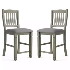 Gray Wire-Brushed Noreste Counter Stools, Set of 2