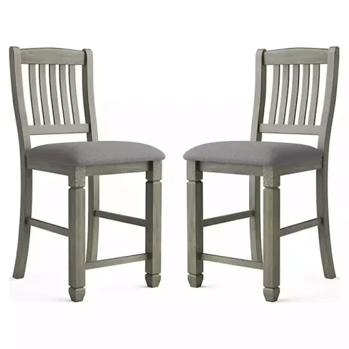 Gray Wire-Brushed Noreste Counter Stools, Set of 2