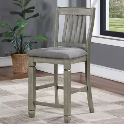 Gray Wire-Brushed Noreste Counter Stools, Set of 2