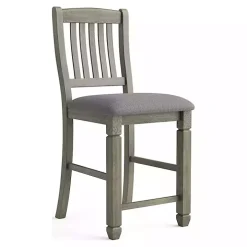 Gray Wire-Brushed Noreste Counter Stools, Set of 2